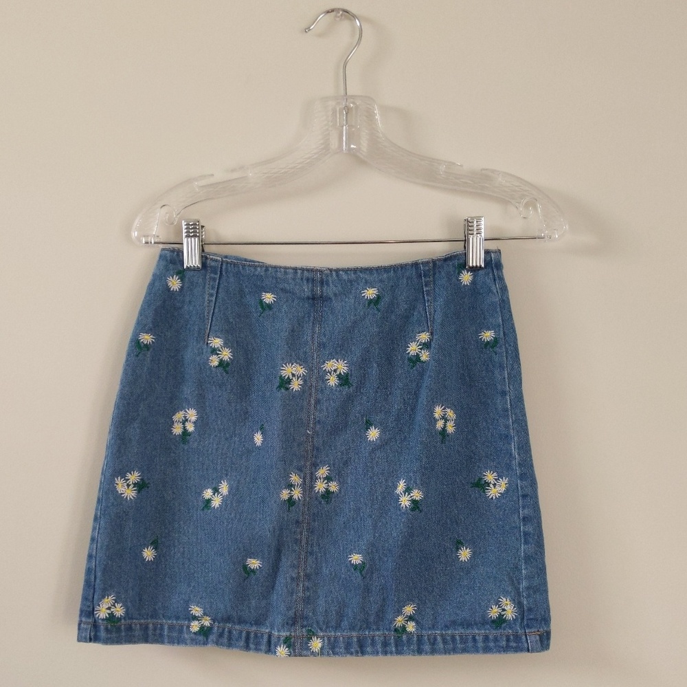 Embroidered Denim Skirt